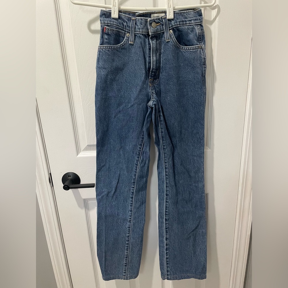 SUNDAY BEST Aritzia Zola Mom High Rise Tapered Leg Jean Size 0 - Picture 3 of 6